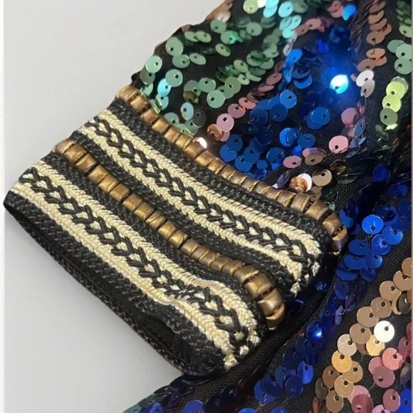 Minuet Petite Multicolor Sequin Long Sleeve Dress - Picture 7 of 11